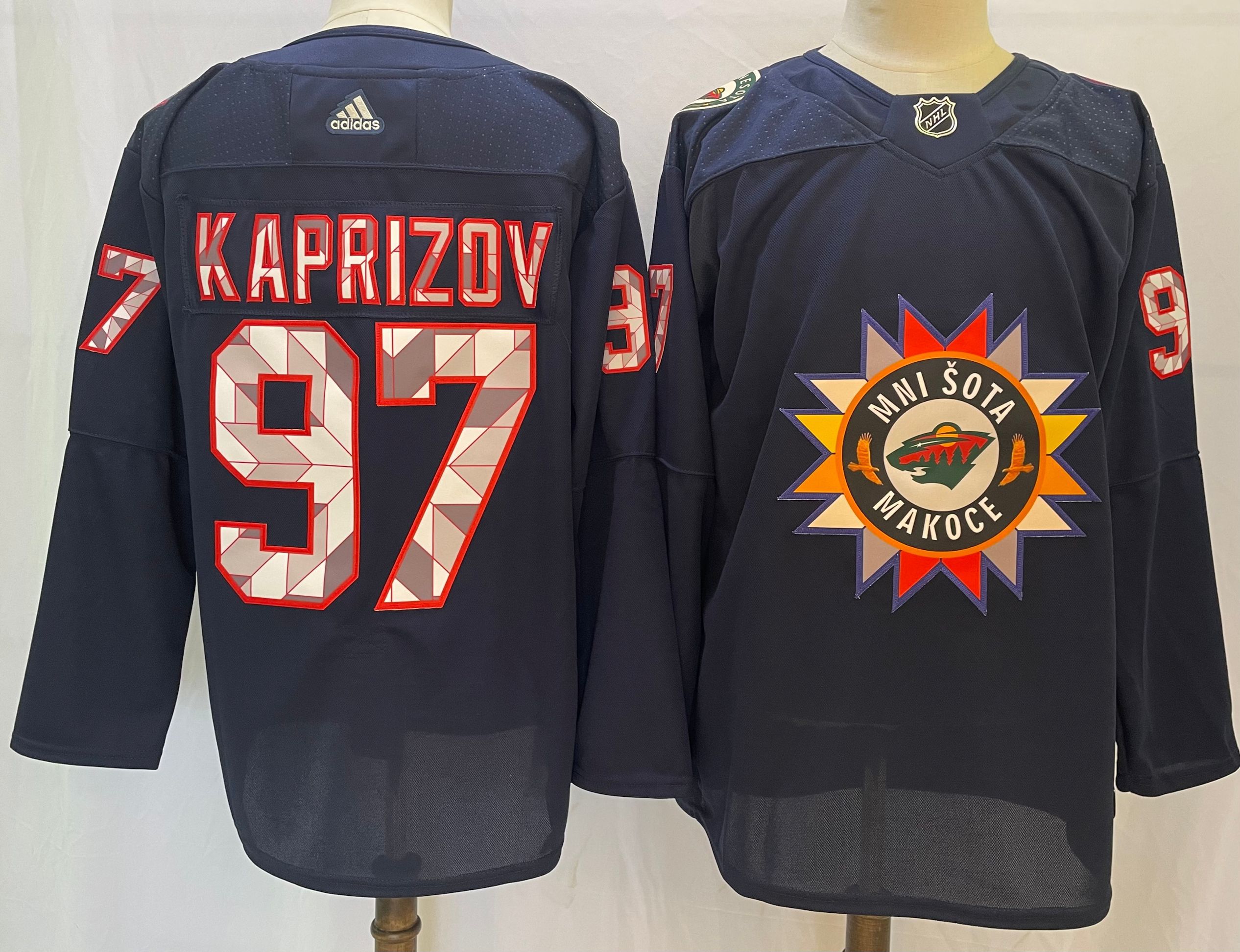 Men Minnesota Wild #97 Kaprizov Blue New 2022 Adidas NHL Jersey